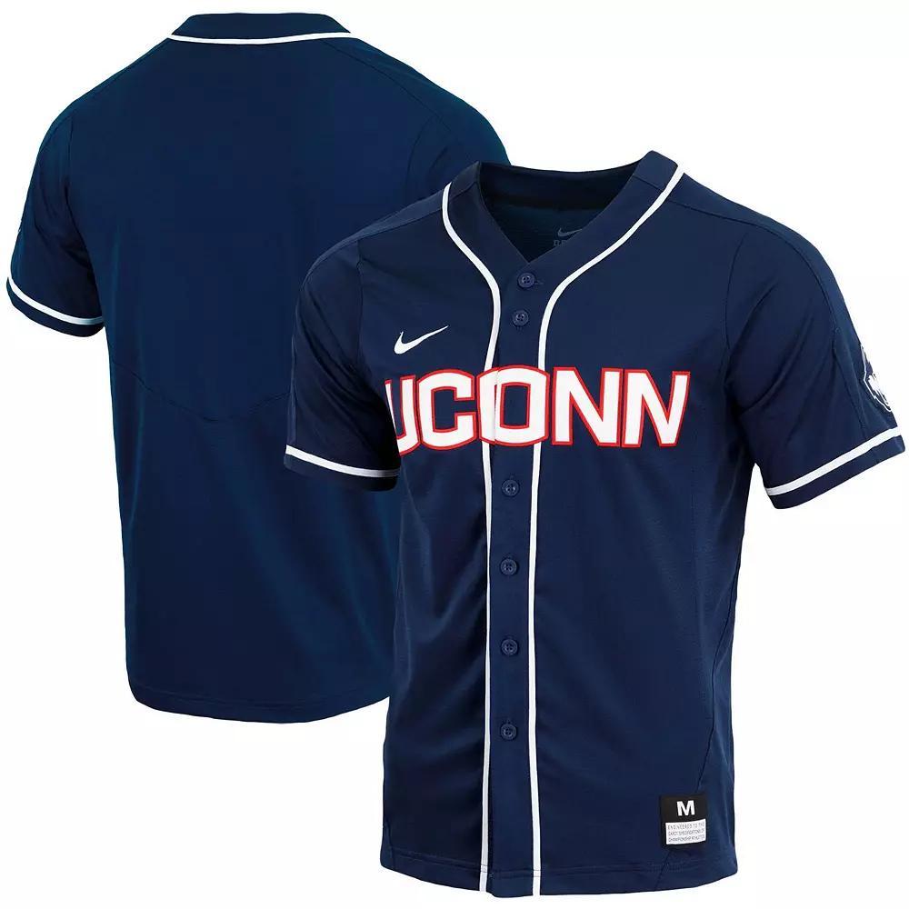 Mens Nike UConn Huskies Replica Full-Button Baseball Jersey Blue Product Image
