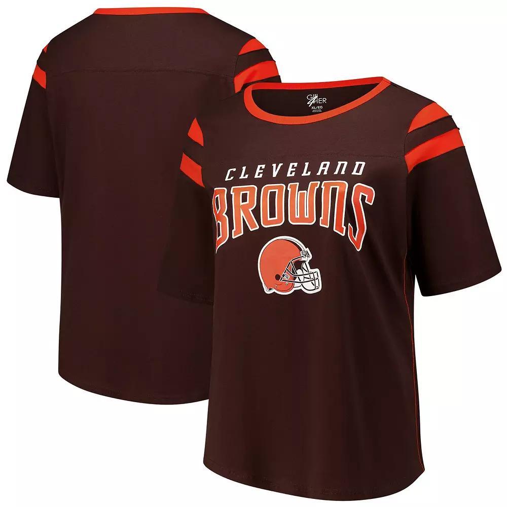 Women's G-III 4Her by Carl Banks Brown Cleveland Browns Plus Size Linebacker T-Shirt, Size: 4XL Product Image