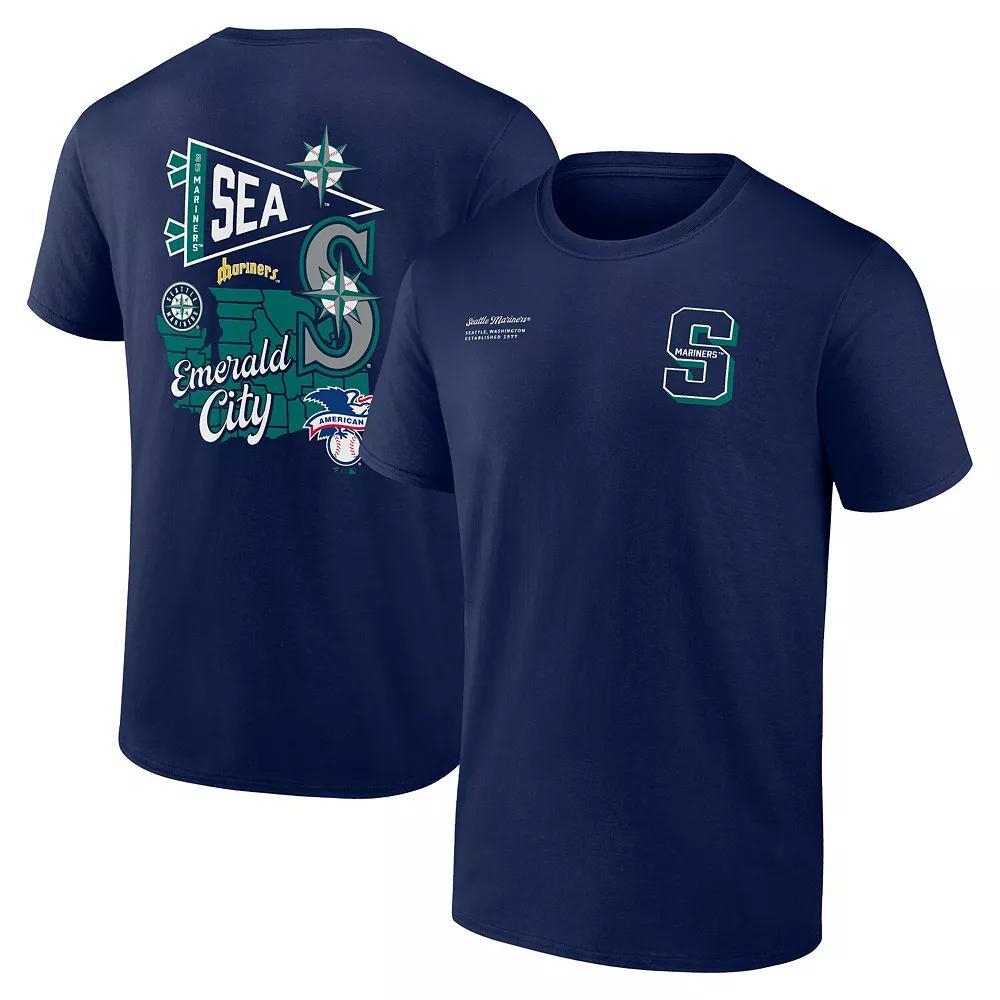 Men's Fanatics Branded Navy Seattle Mariners Split Zone T-Shirt, Size: 2XL, Blue Product Image
