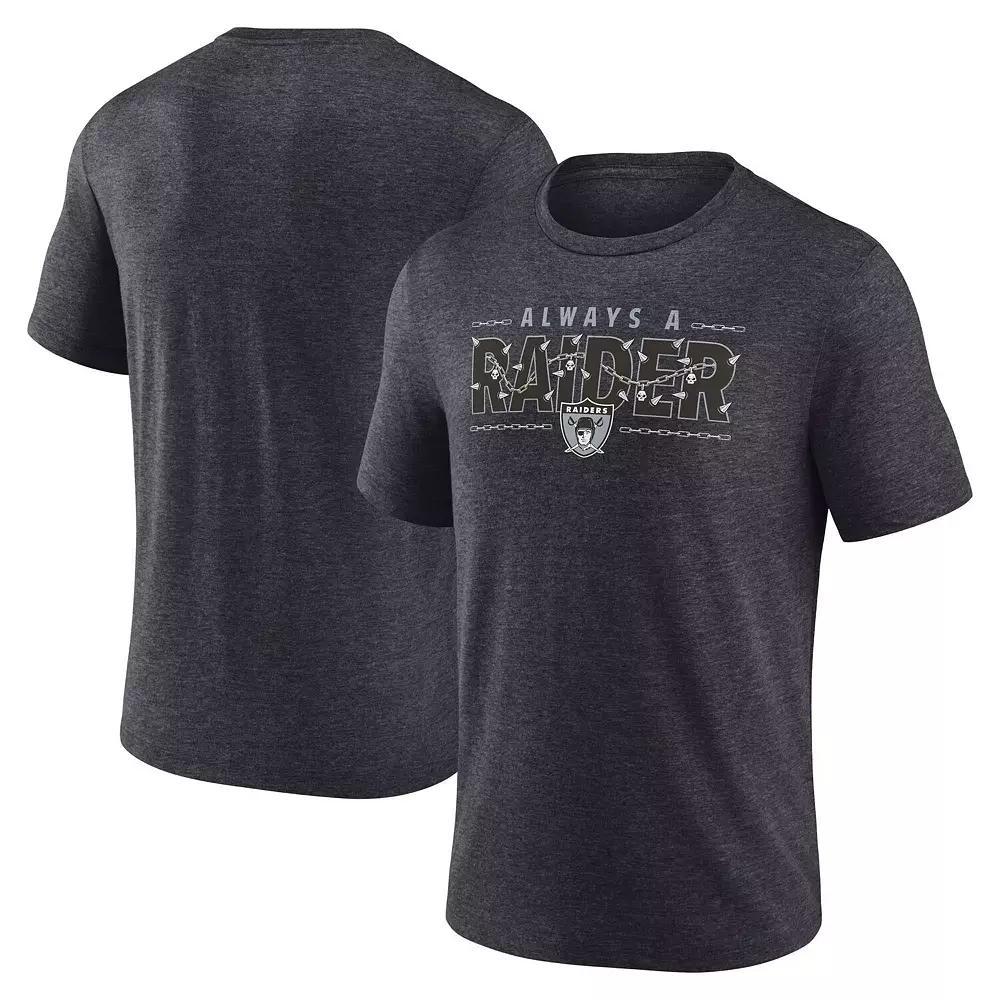 Men's Fanatics Heather Charcoal Las Vegas Raiders Vintage Logo Tri-Blend T-Shirt, Size: Large, Lvr Charco Product Image