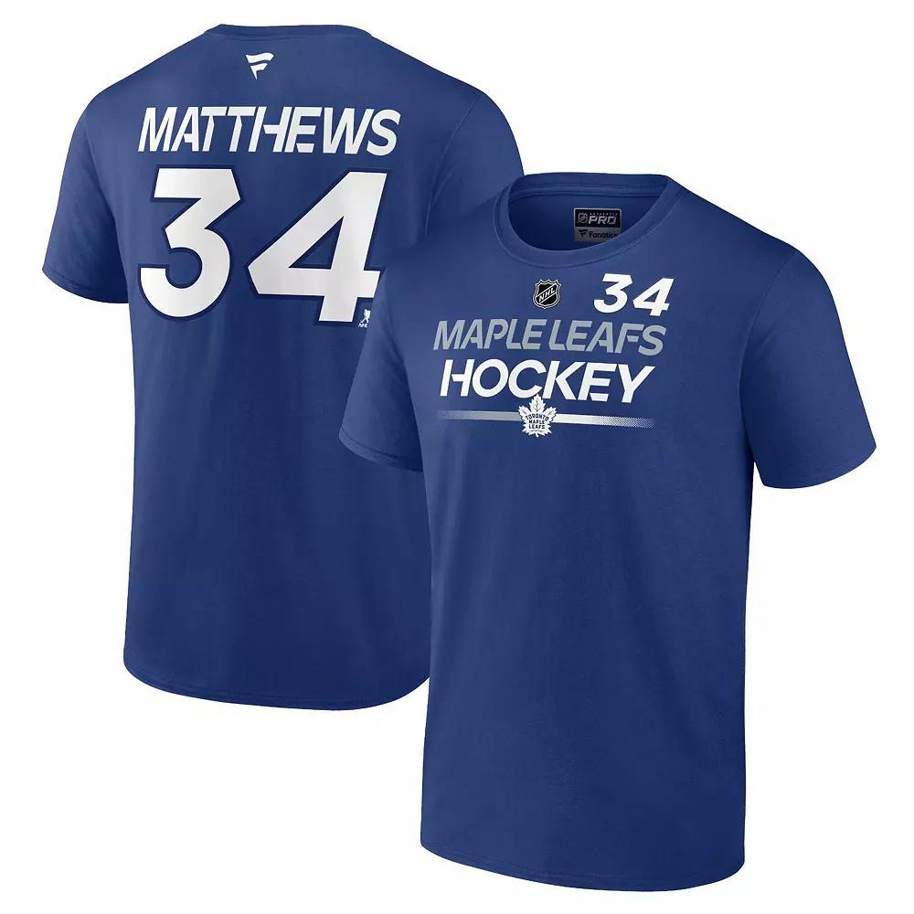 Men's Fanatics Branded Auston Matthews Blue Toronto Maple Leafs Authentic Pro Prime Name & Number T-Shirt, Size: 5XL, Mpl Blue Product Image