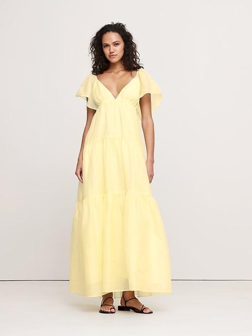 Linen-Silk Tiered Maxi Dress Product Image