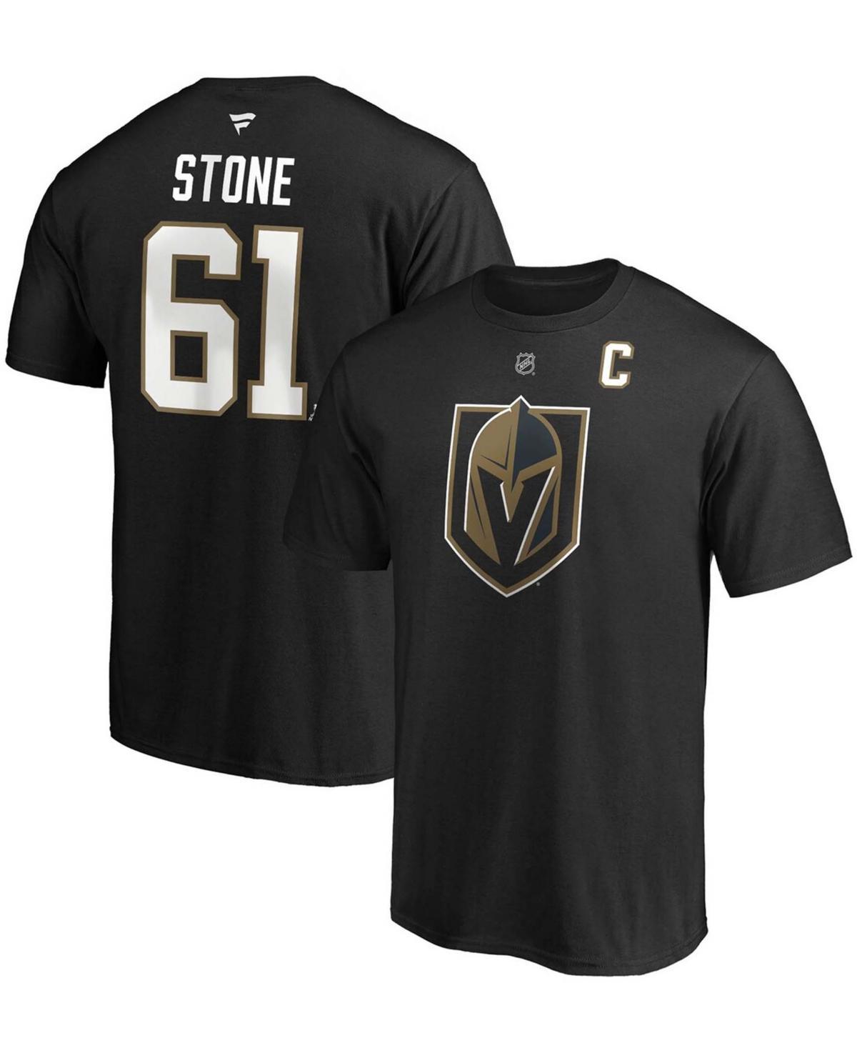 Men's Fanatics Branded Mark Stone Black Vegas Golden Knights Authentic Stack Player Name & Number Captain Patch T-Shirt, Size: 4XL, Lvk Black Product Image