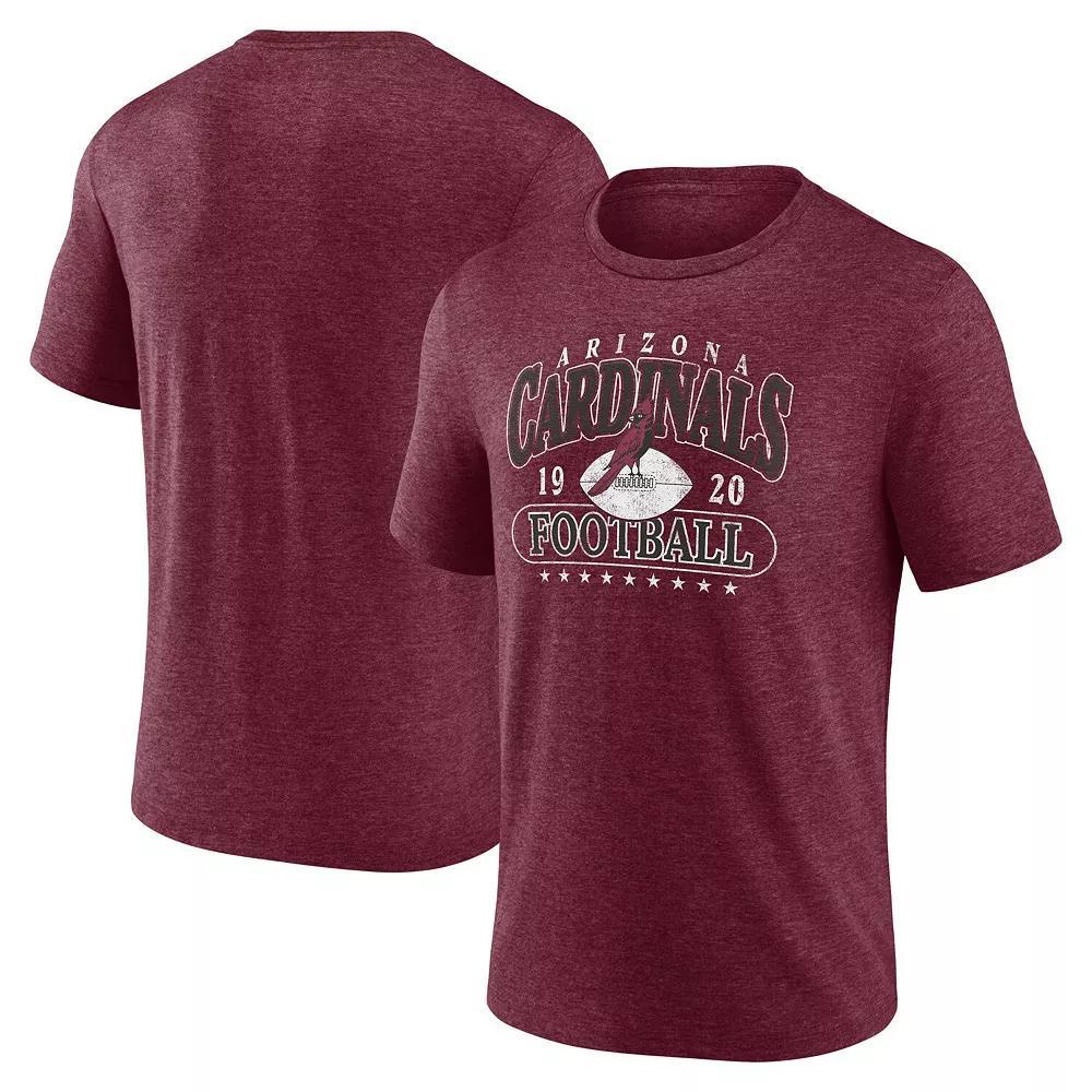 Men's Fanatics Heather Cardinal Arizona Cardinals Official Retro Tri-Blend T-Shirt, Size: XL, Red Product Image