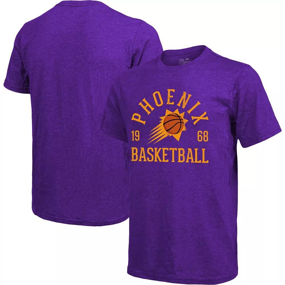 Men's Majestic Threads Heathered Purple Phoenix Suns Ball Hog Tri-Blend T-Shirt, Size: Large, Phx Purple Product Image