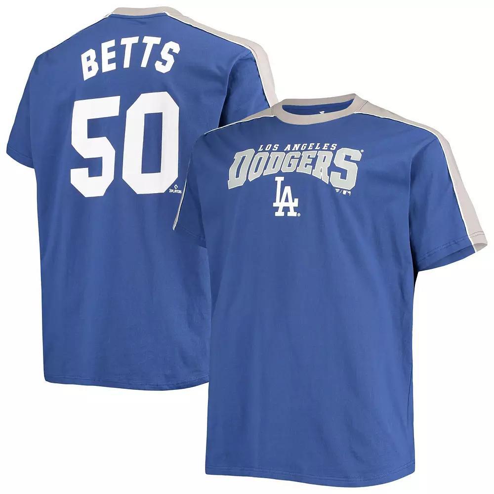 Men's Mookie Betts Royal/Gray Los Angeles Dodgers Big & Tall Fashion Piping Player T-Shirt, Size: 2XLT, Blue Product Image