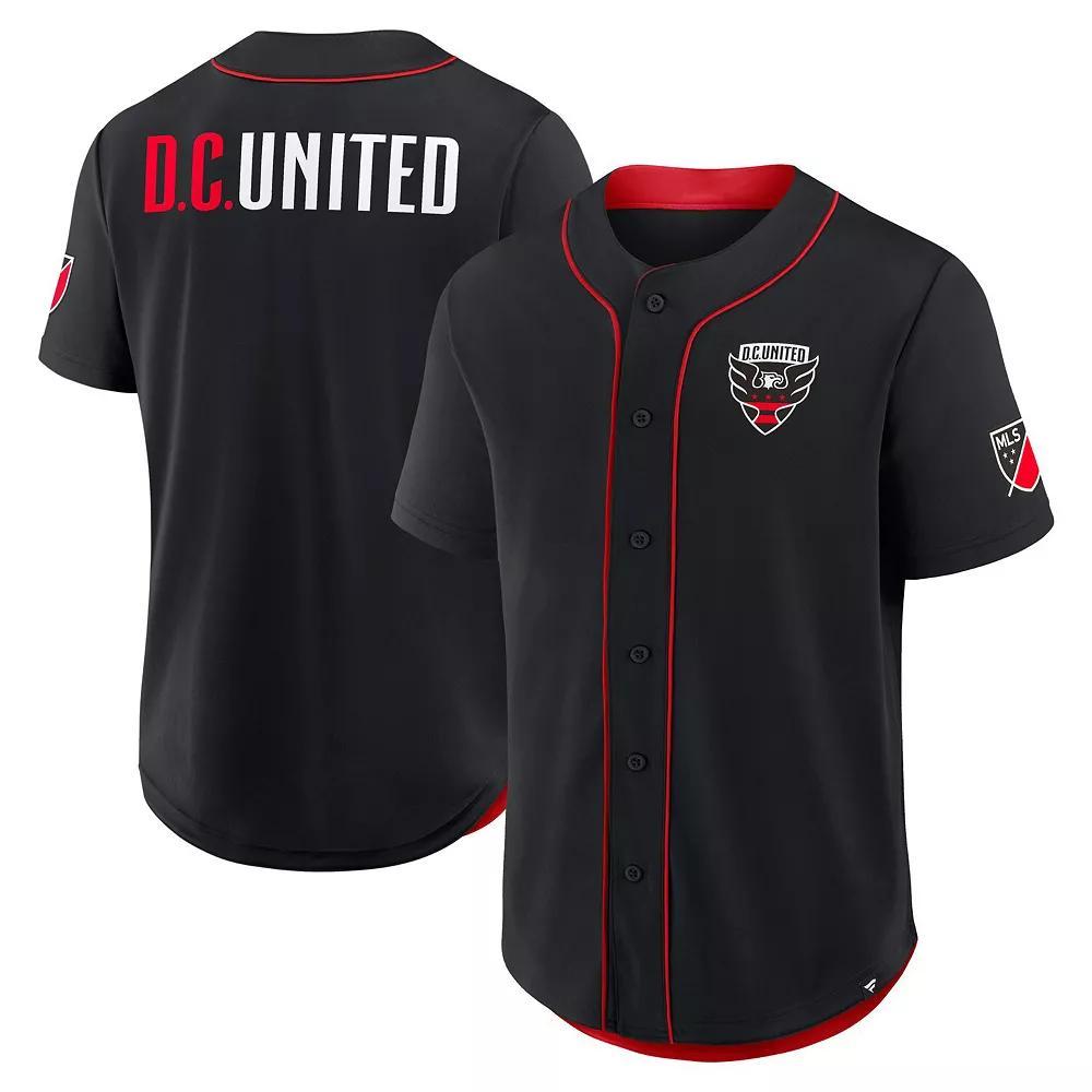 Men's Fanatics Black D.C. United Injury Time Baseball Jersey, Size: Large, Dcu Black Product Image