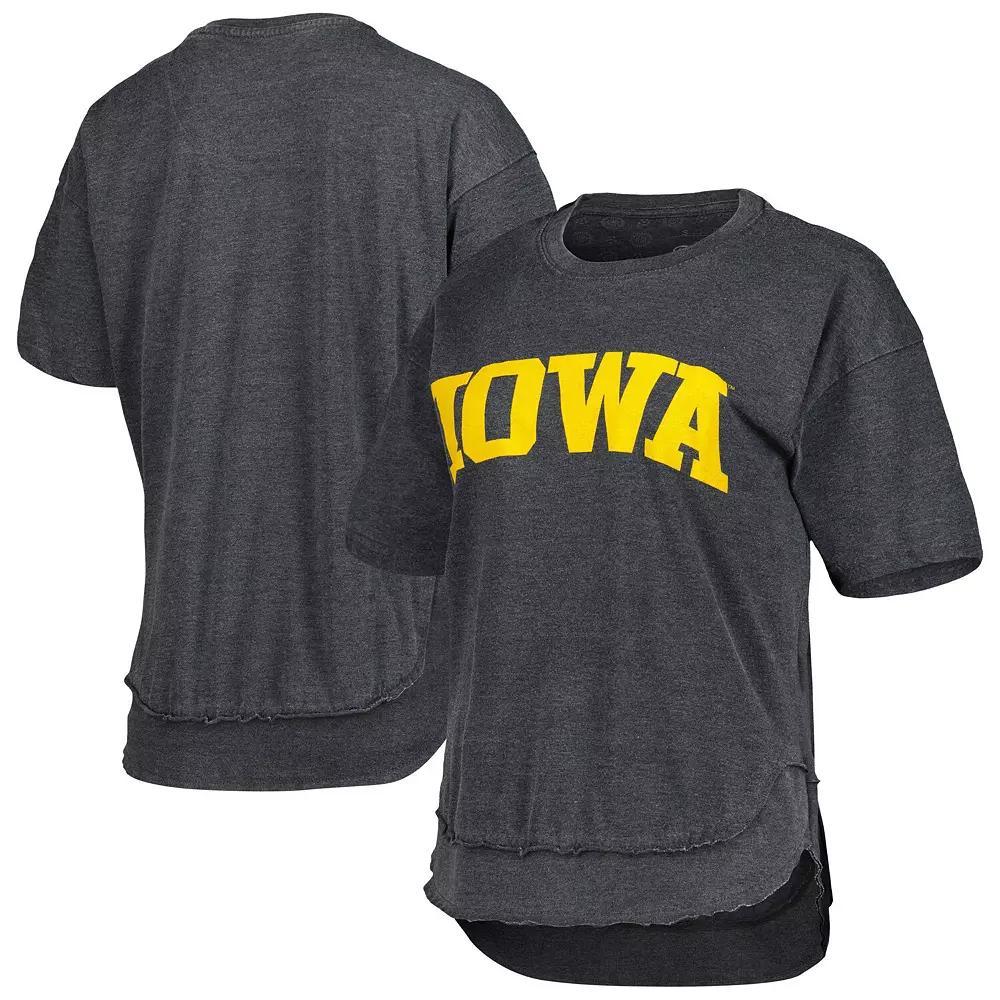 Women's Pressbox Black Iowa Hawkeyes Arch Poncho T-Shirt, Size: Small Product Image
