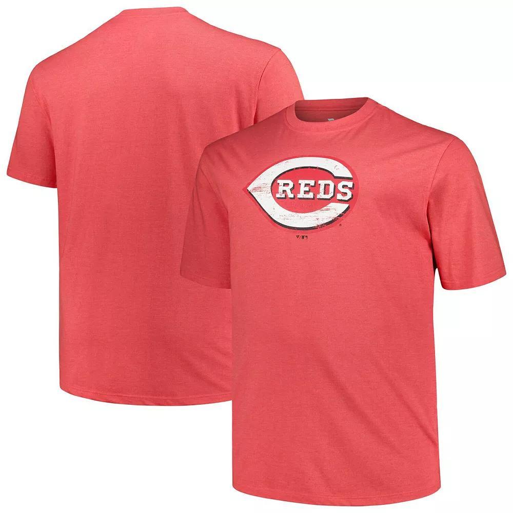 Men's Profile Heather Red Cincinnati Reds Big & Tall Weathered Logo T-Shirt, Size: 4XLT, Red Red Product Image