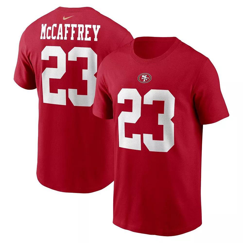 Men's Nike Christian McCaffrey Scarlet San Francisco 49ers Player Name & Number T-Shirt, Size: XL, Red Product Image