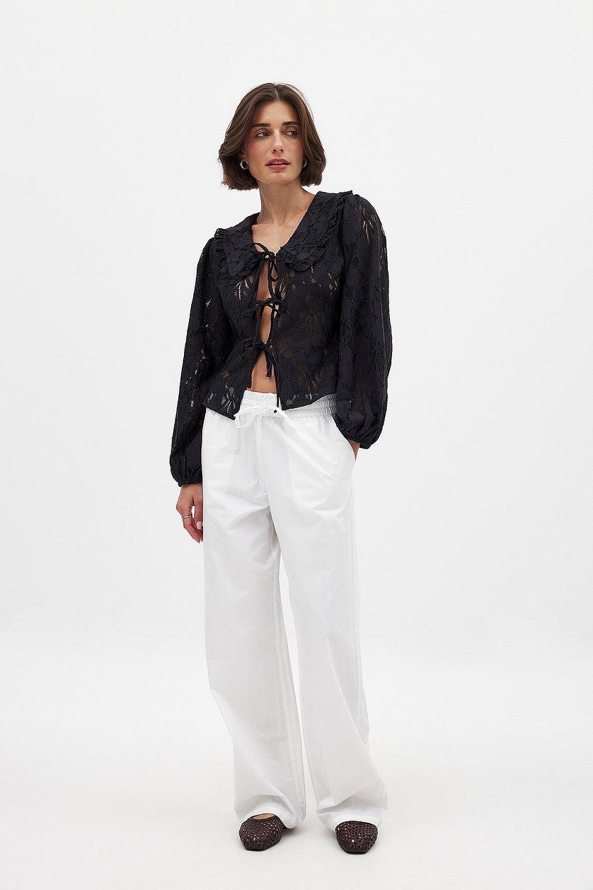 Balloon Sleeve Collar Blouse Product Image