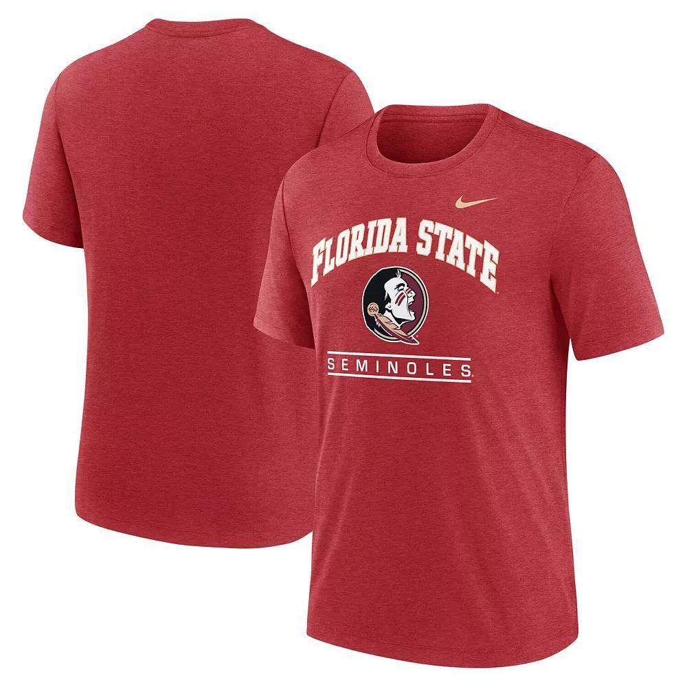 Men's Nike Garnet Florida State Seminoles Arch Over Logo Tri-Blend T-Shirt, Size: Small, Red Product Image