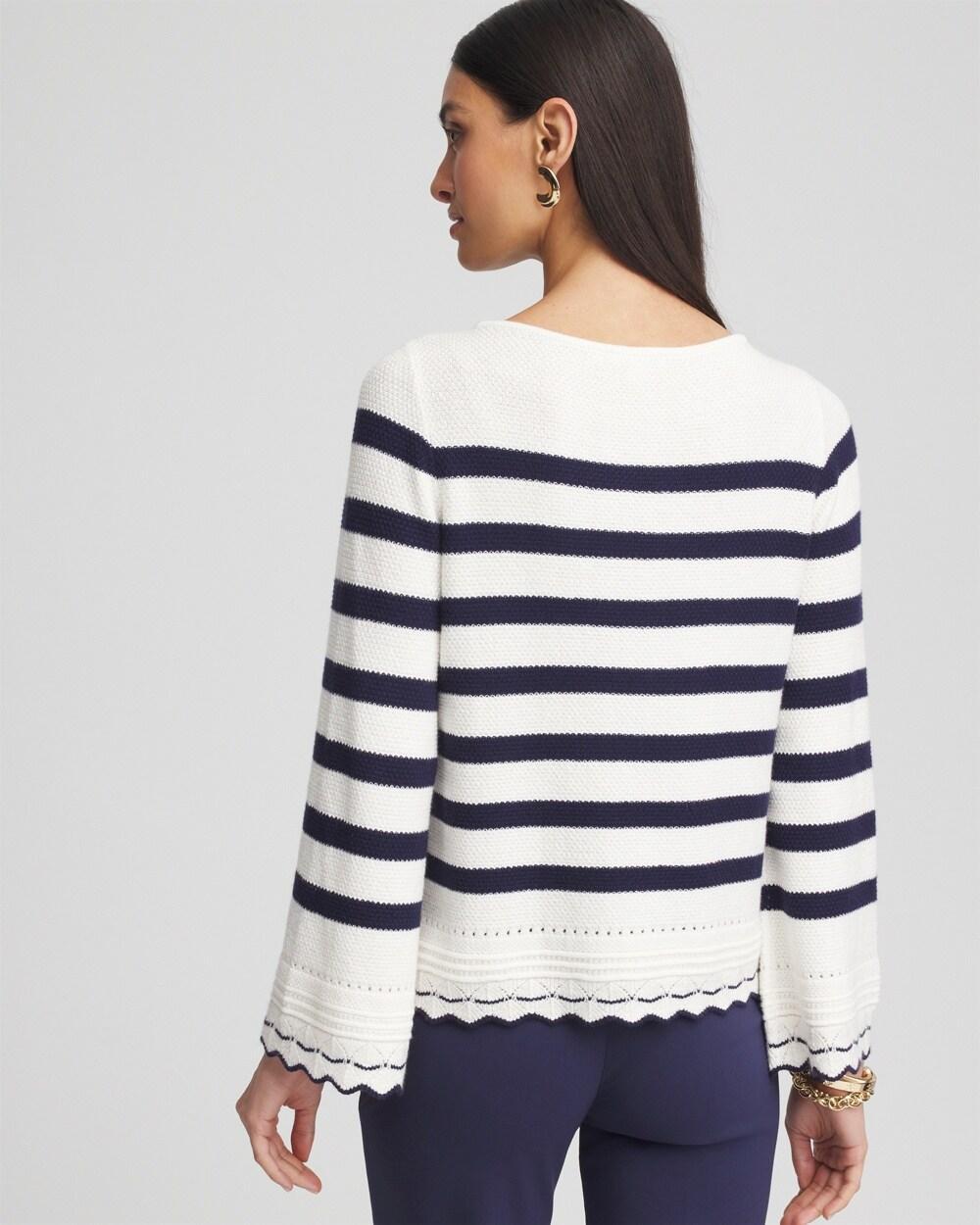 Striped Eyelet Pointelle Pullover Sweater Product Image