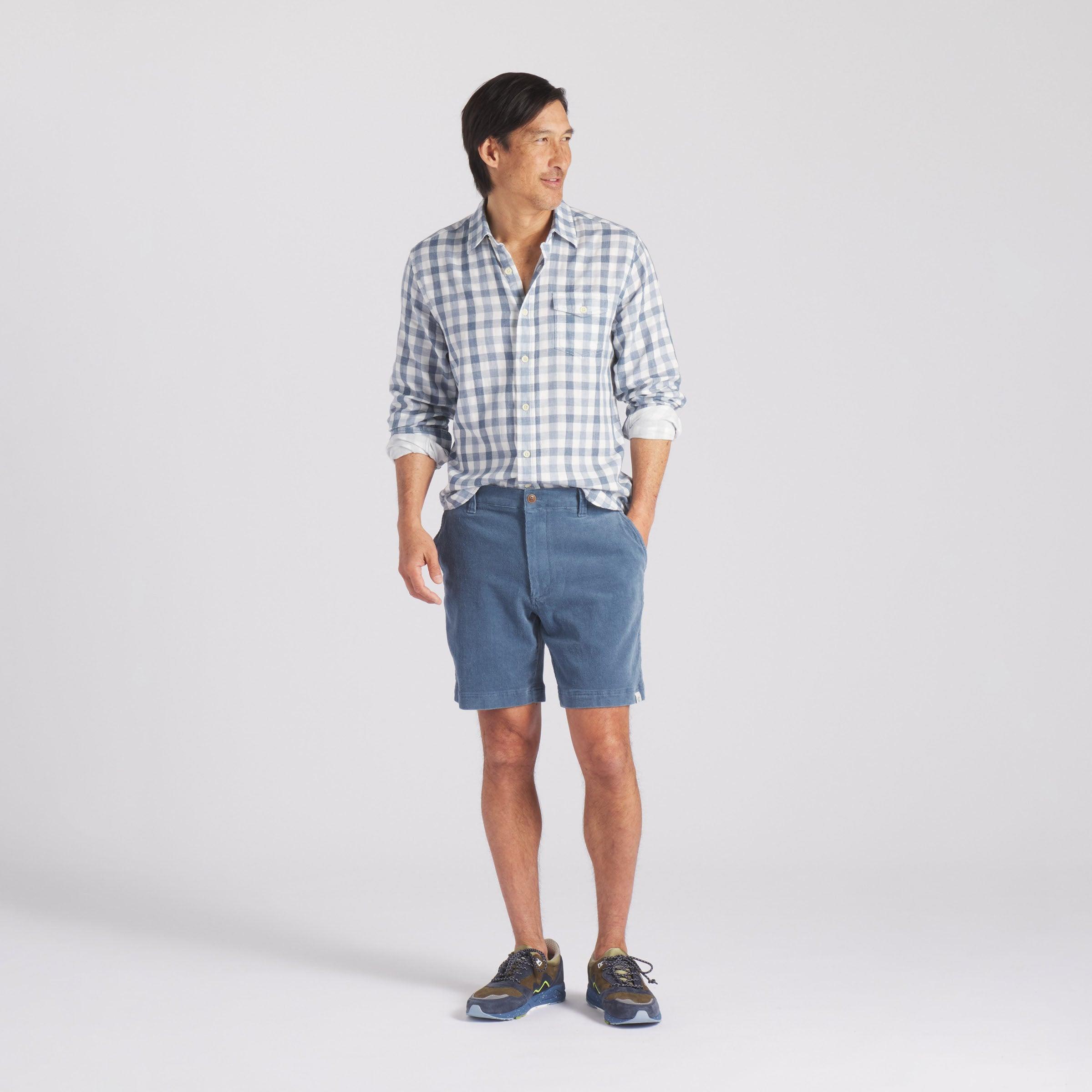 Denby Double Cloth Shirt - Heather Blue Cream Gingham Product Image
