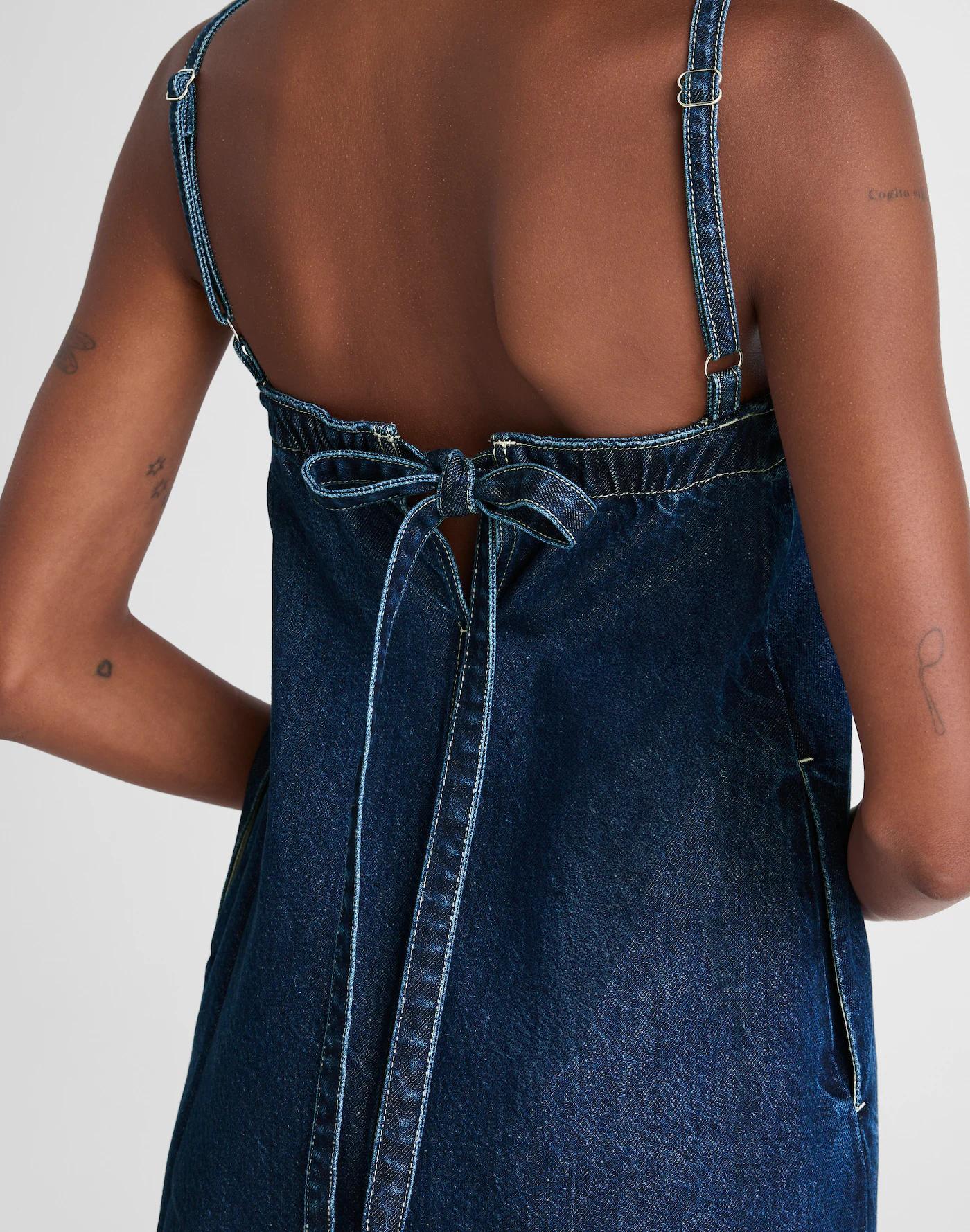 Denim A-Line Mini Dress in Bright Rinse Wash Product Image