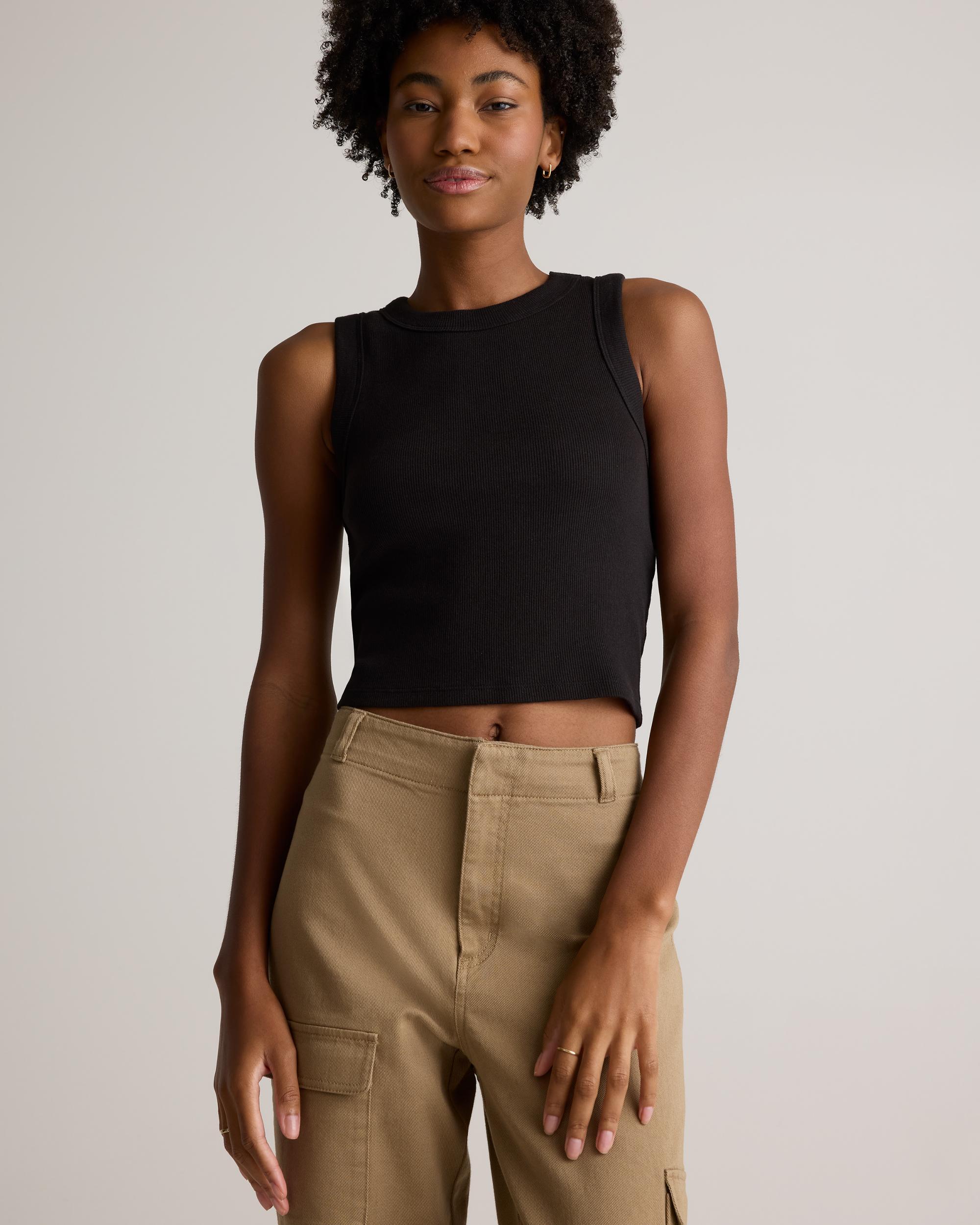 Quince | Women's Micro-Rib Cropped Cutaway Tank Top Size XL, Organic Cotton Product Image