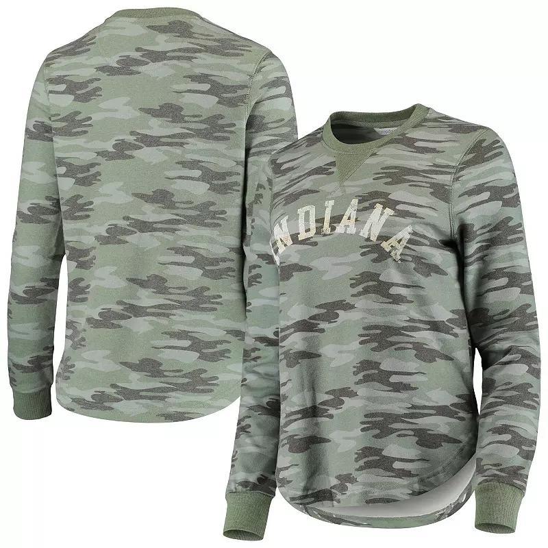 Women's Camo Indiana Hoosiers Comfy Pullover Sweatshirt, Size: XL, Green Product Image