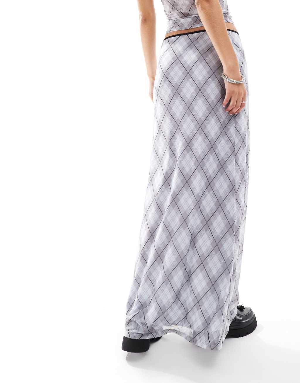 Reclaimed Vintage mesh midi skirt in check print - part of a set Product Image