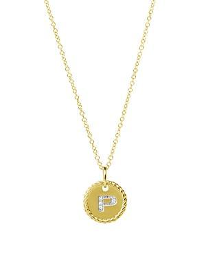 David Yurman Cable Collectibles Initial Pendant with Diamonds in Gold on Chain, 16-18 Product Image
