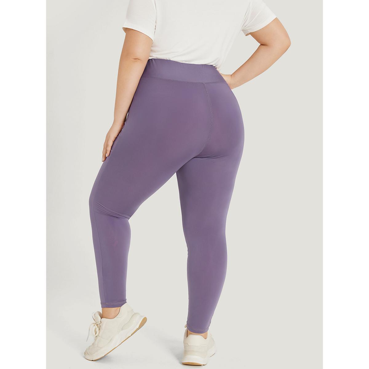 Plus Size Solid Wideband Waist Ties Skinny Leggings Women Mauve Casual High stretch Skinny High Rise Dailywear Leggings BloomChic 10/M Product Image