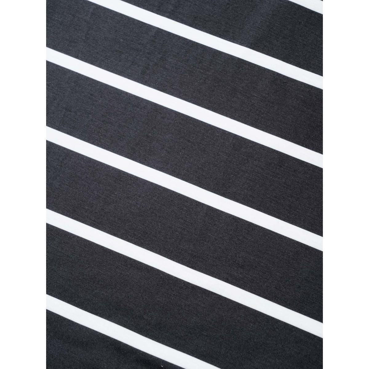 Plus Size Striped Print Raglan Sleeve Button Up T-shirt Black Women Casual Contrast Striped Round Neck Everyday T-shirts BloomChic 12/L Product Image