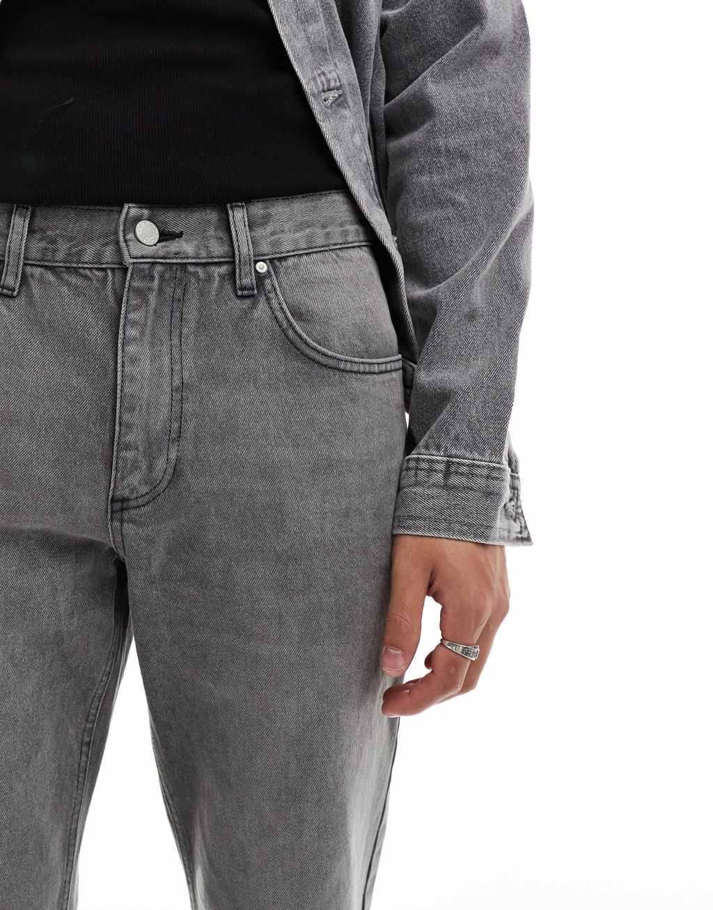 ASOS DESIGN tapered fit jeans in washed gray Product Image