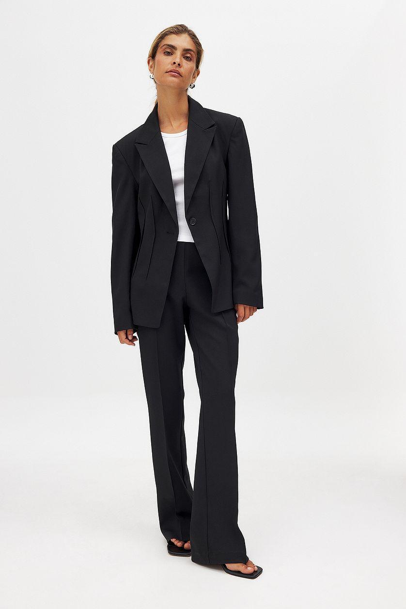 Flared Mid Waist Suit Pants Product Image