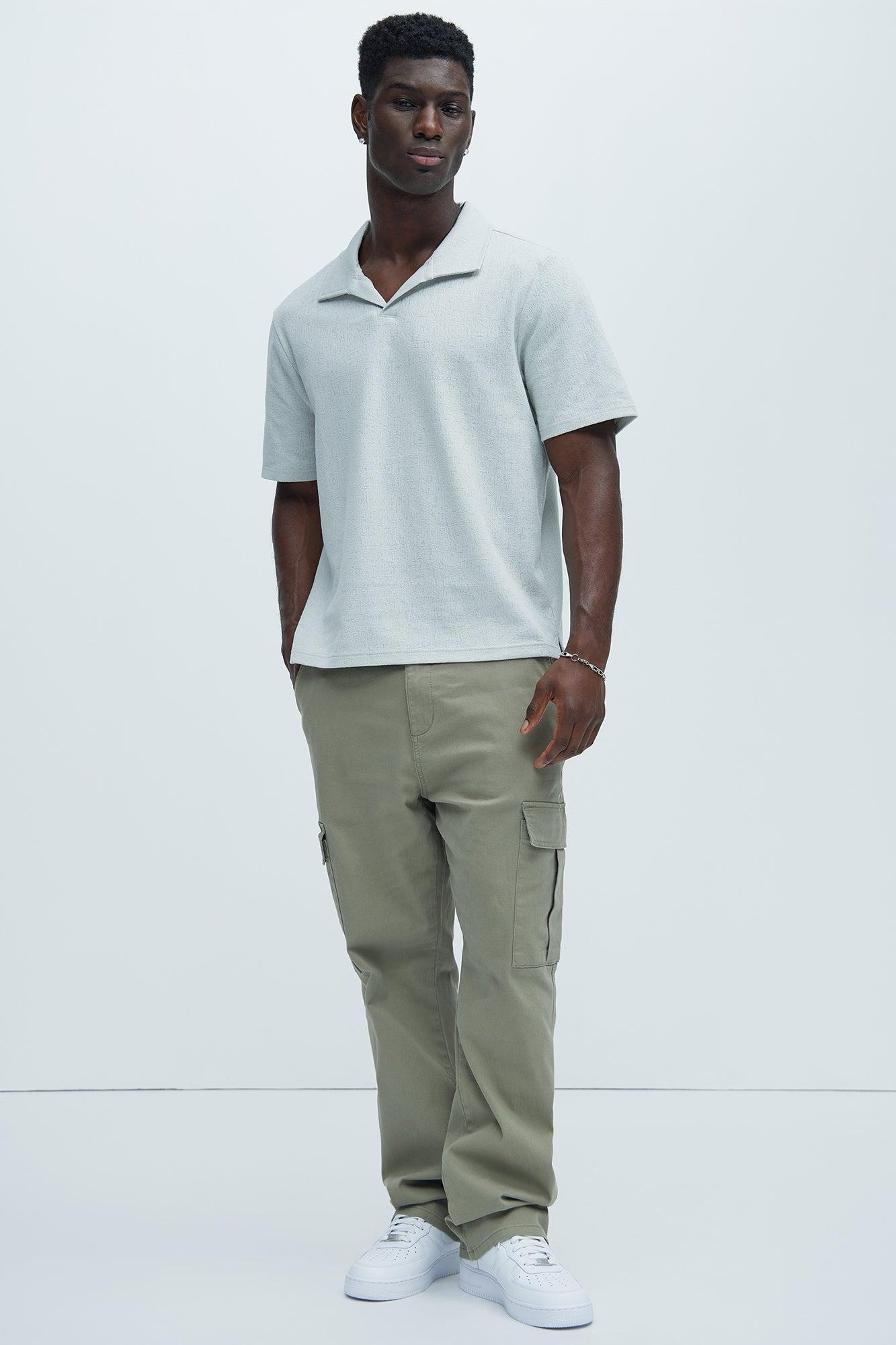 Duval Textured Knit Johnny Collar Shirt - Grey Product Image