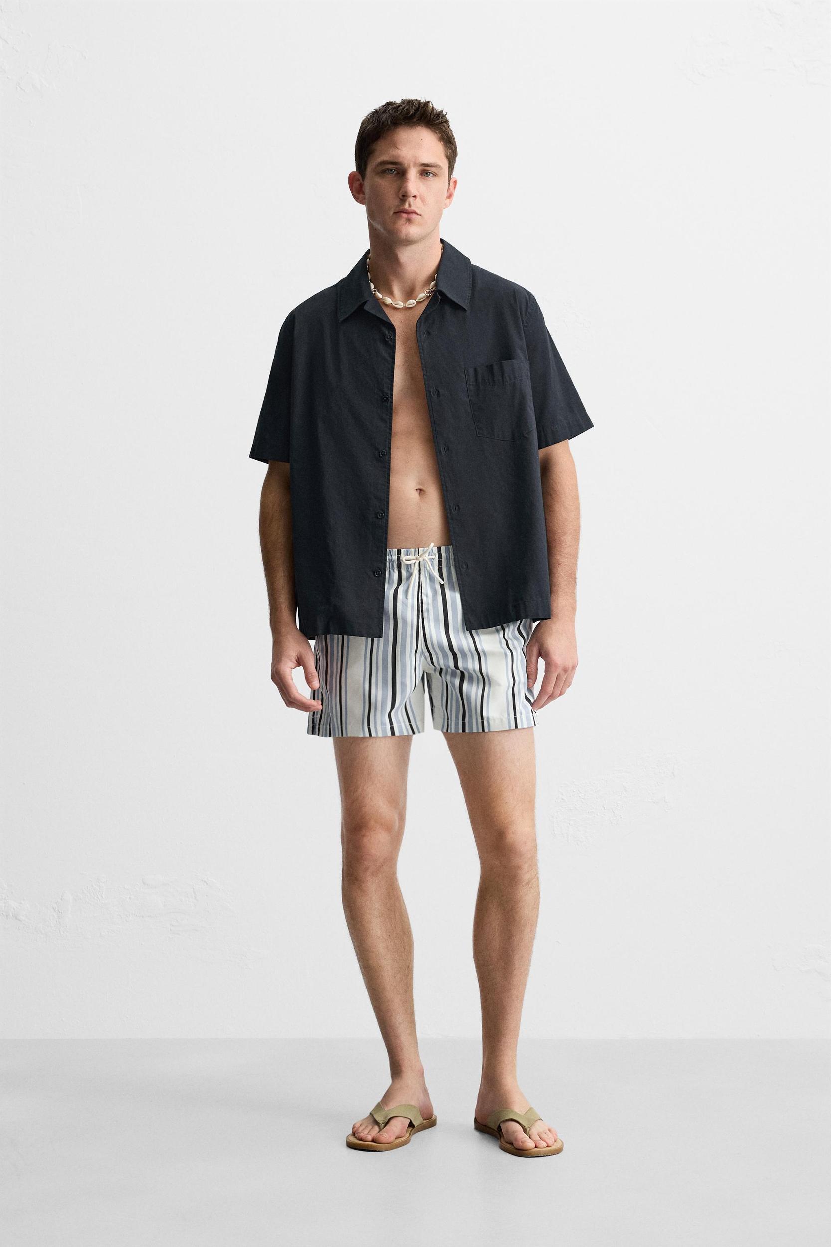 STRIPED REGULAR SWIMMING TRUNKS Product Image