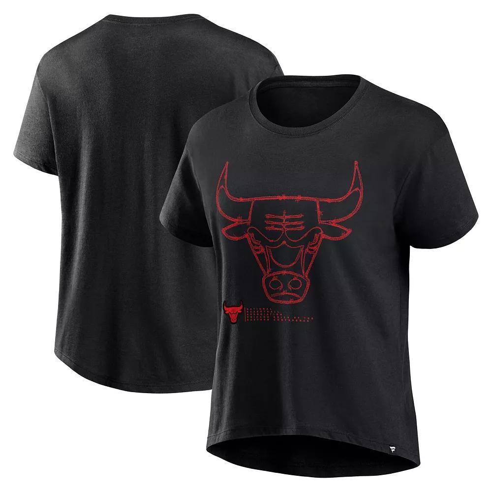 Women's Fanatics  Black Chicago Bulls Hand Check T-Shirt, Size: XL Product Image