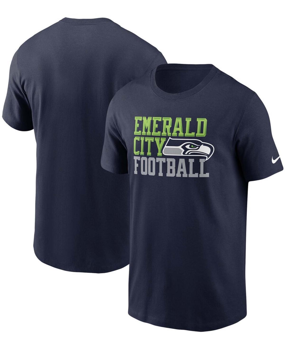 Men's Nike College Navy Seattle Seahawks Hometown Collection Emerald City T-Shirt, Size: Small, Blue Product Image