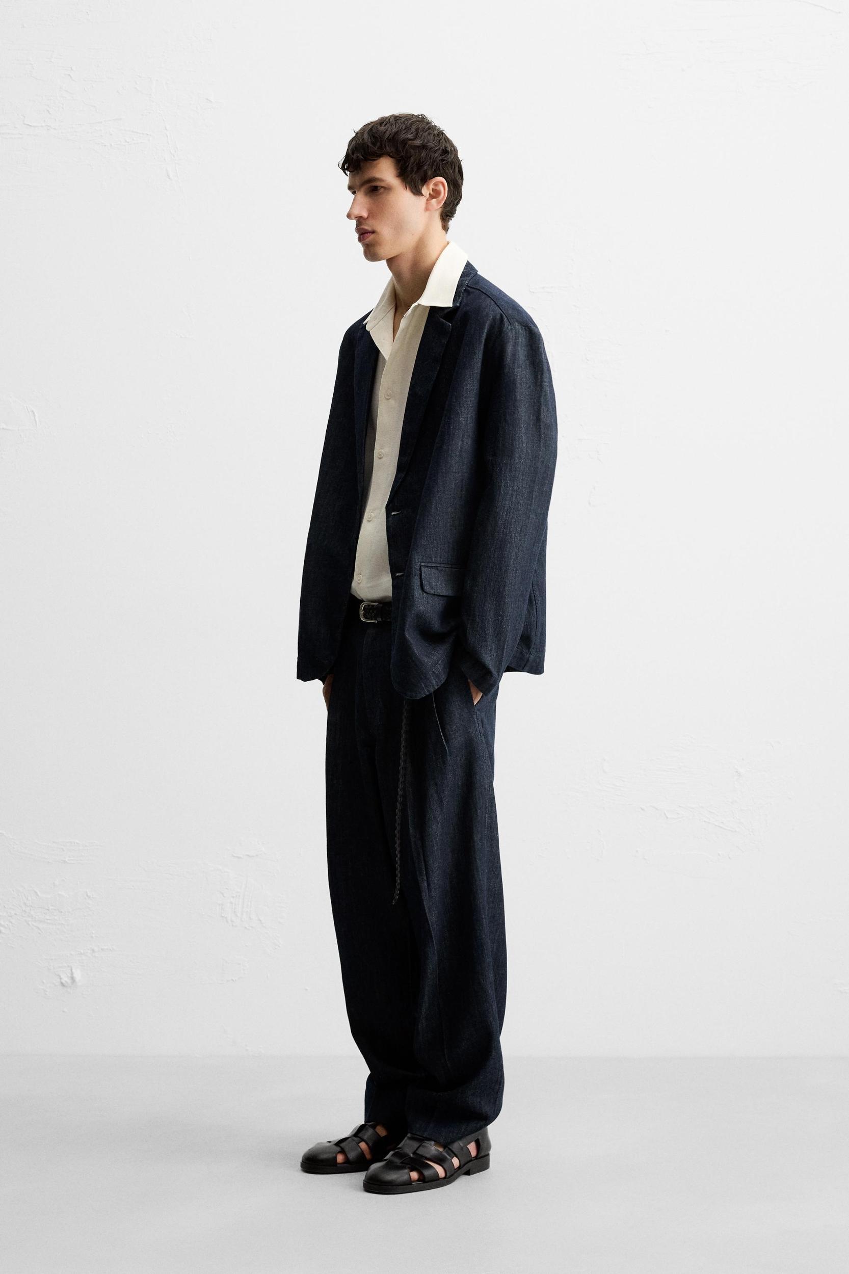 WIDE FIT CROPPED DENIM PANTS Product Image