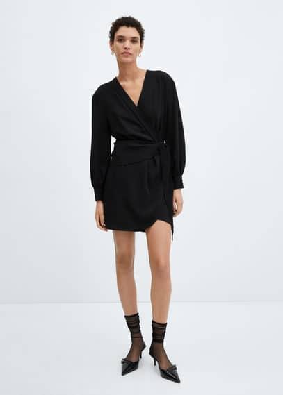 Mango Womens Bow Wrap Dress Product Image