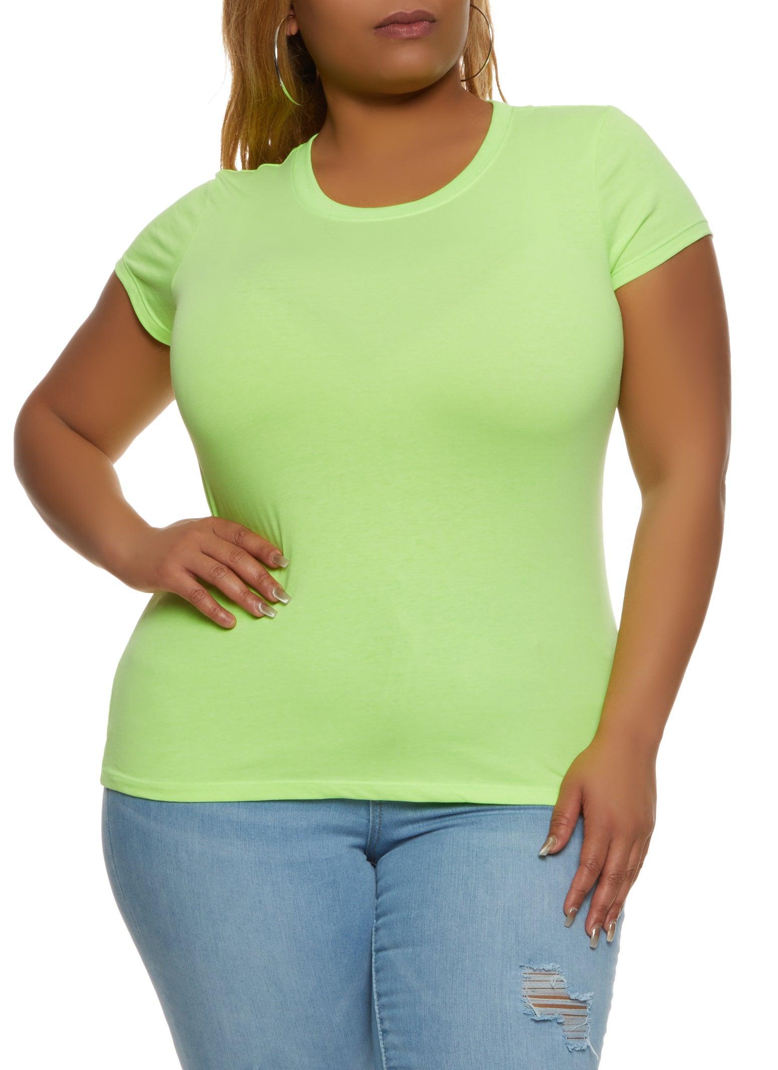 Womens Plus Size Basic Short Sleeve Crew Neck Tee Product Image