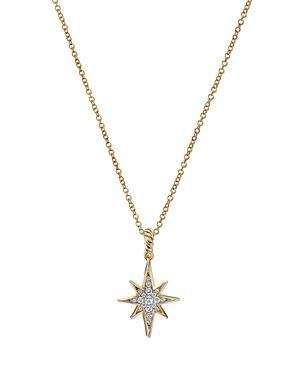 David Yurman 18K Yellow Gold Cable Collectibles Diamond Pave North Star Pendant Necklace, 15-17 Product Image
