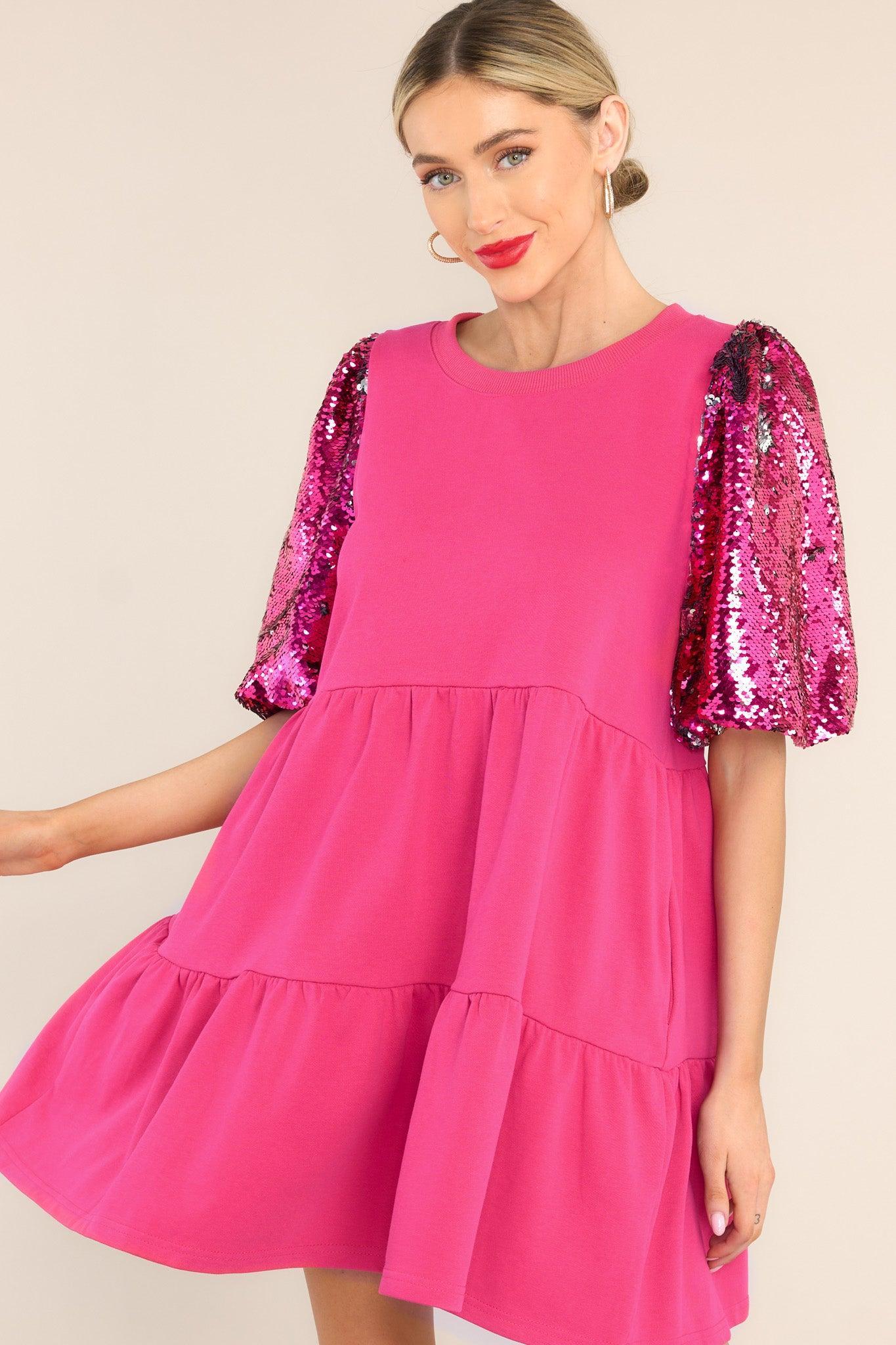 Lost In Love Hot Pink Mini Dress Product Image