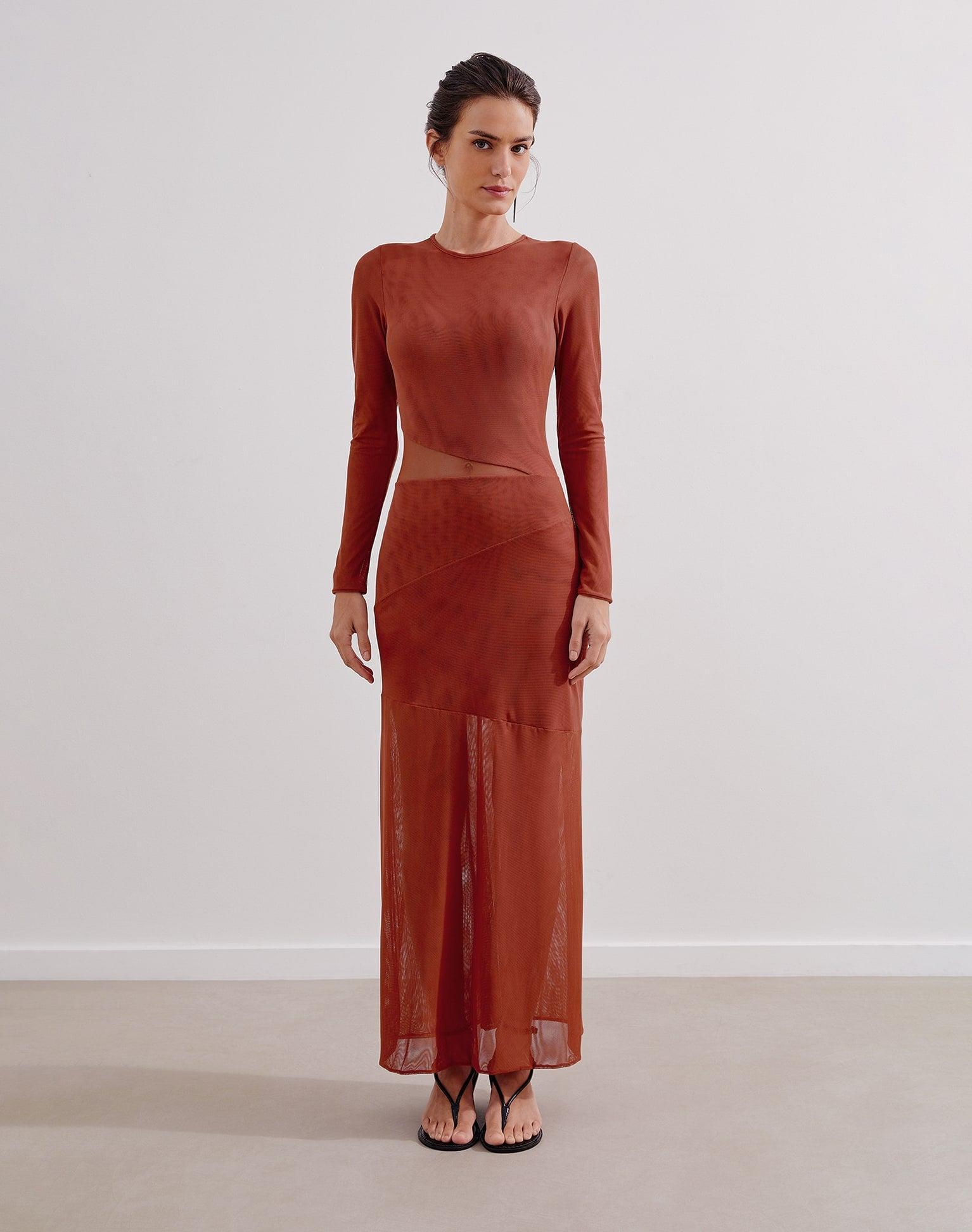 Nora Long Dress (exchange only) - Brick Product Image
