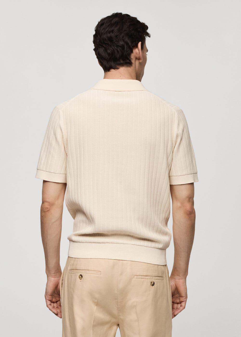 100% cotton micro-structure polo shirt - Men | MANGO USA Product Image