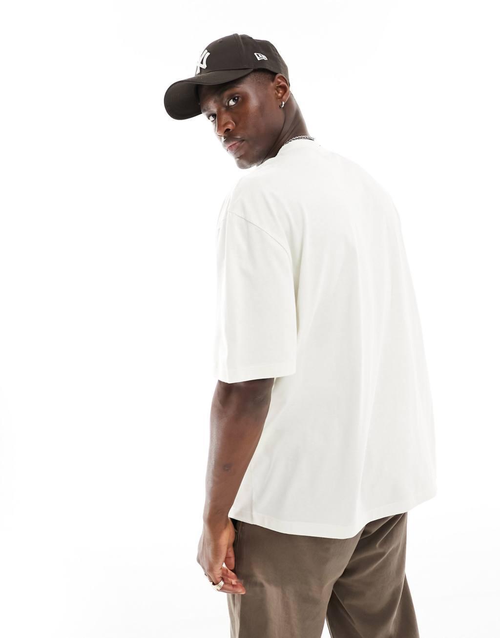 ASOS DESIGN oversized t-shirt in off white with celestial chest print Product Image