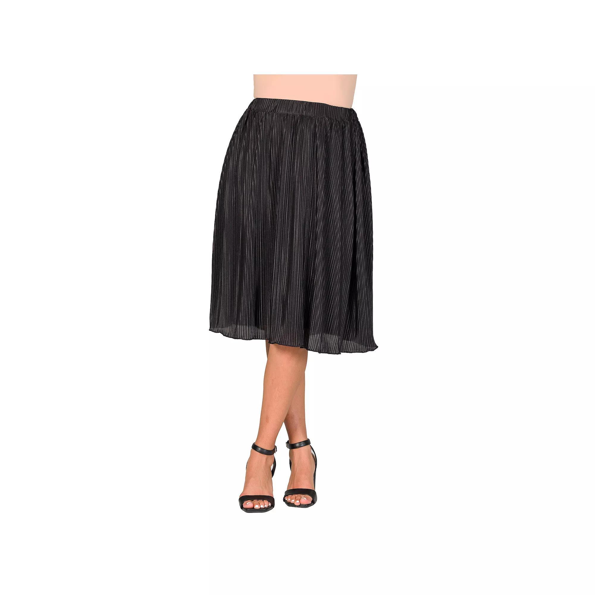 Women's 24Seven Comfort Apparel Elegant Accordion Pleated Elastic Waistband Party Midi Skirt, Size: Medium, Hunter Product Image