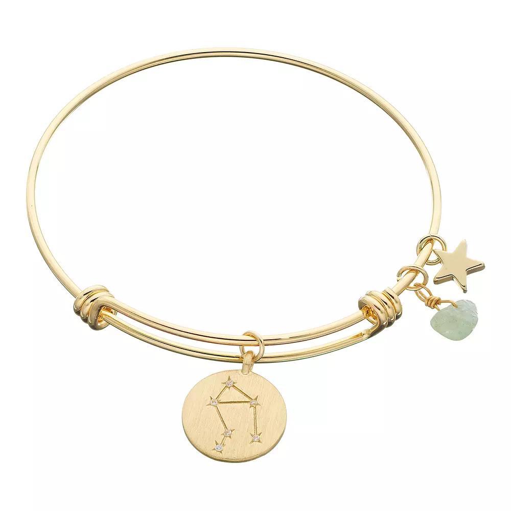 City Luxe Horoscope Cubic Zirconia Disk Bangle Bracelet with Genuine Stone & Star Charm, Women's, Gold Tone Cancer Product Image