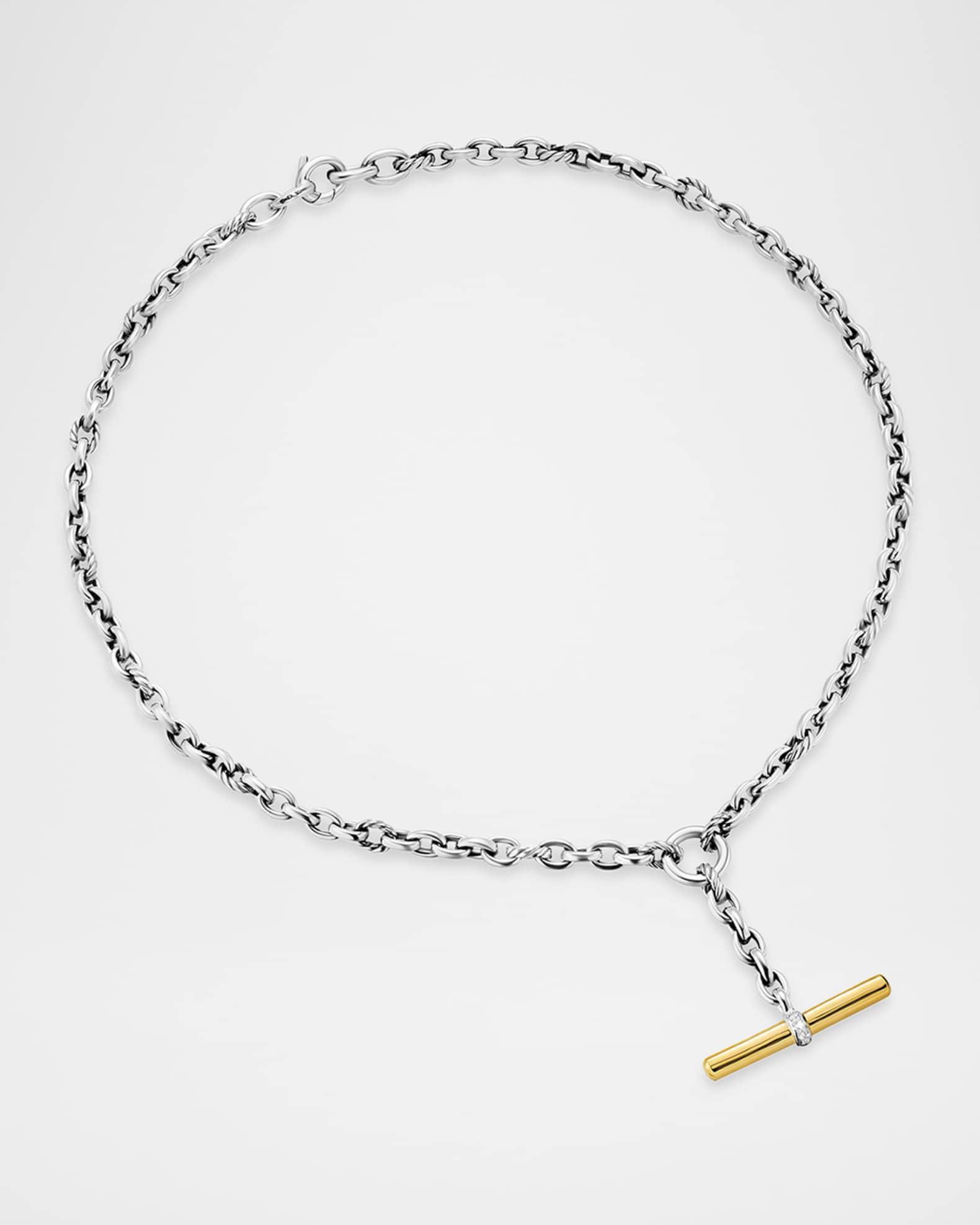 DY Mercer Petite Toggle Necklace with Diamonds and 18K Gold in Silver, 5mm Product Image