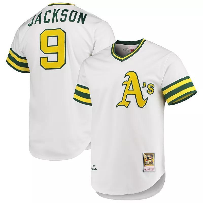 Men's Mitchell & Ness Reggie Jackson White Oakland Athletics 1972 Cooperstown Collection Authentic Jersey, Size: 36 Product Image