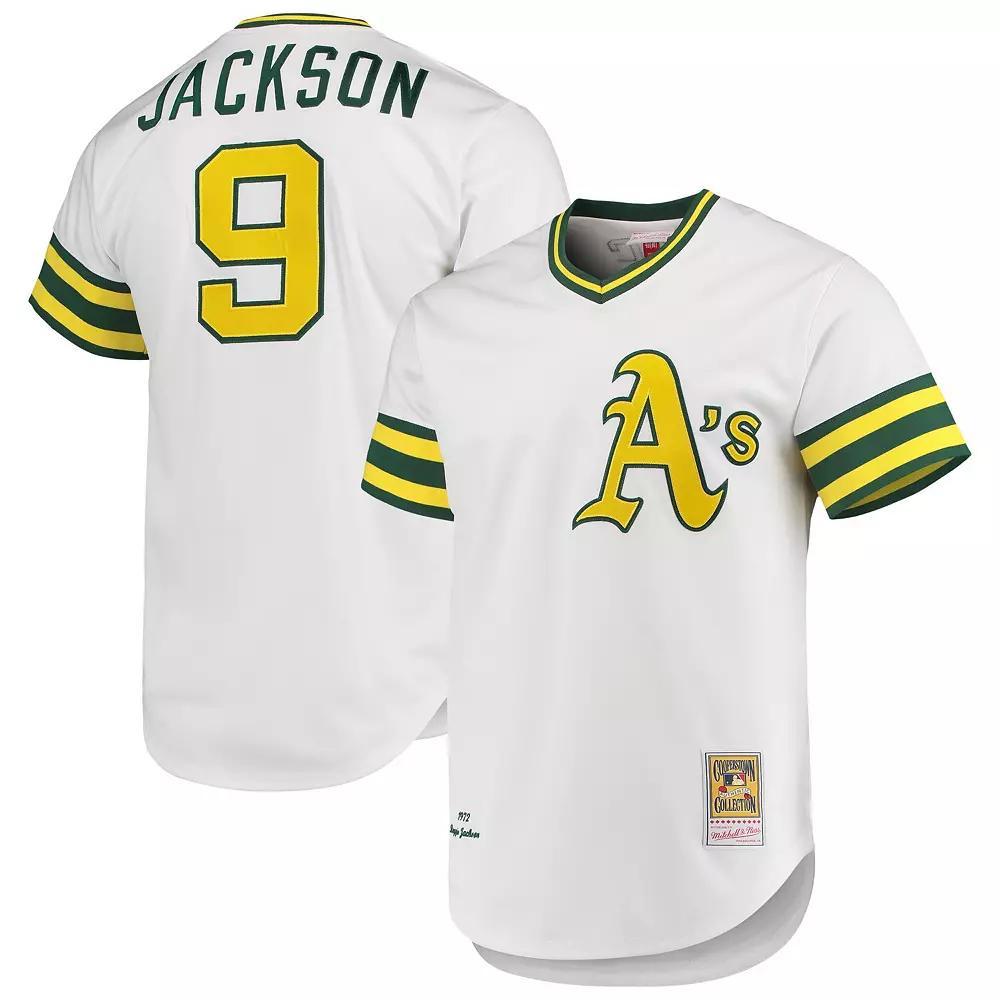 Men's Mitchell & Ness Reggie Jackson White Oakland Athletics 1972 Cooperstown Collection Authentic Jersey, Size: 36 Product Image