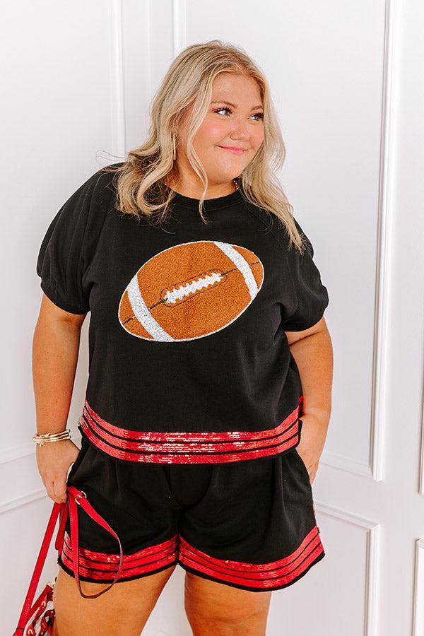 Sideline Social Embroidered Top in Black Curves Product Image
