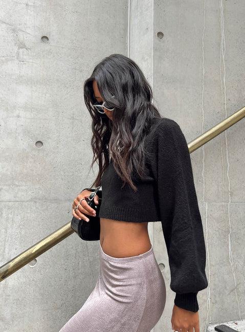 Zahara Cropped Turtleneck Sweater Black Product Image