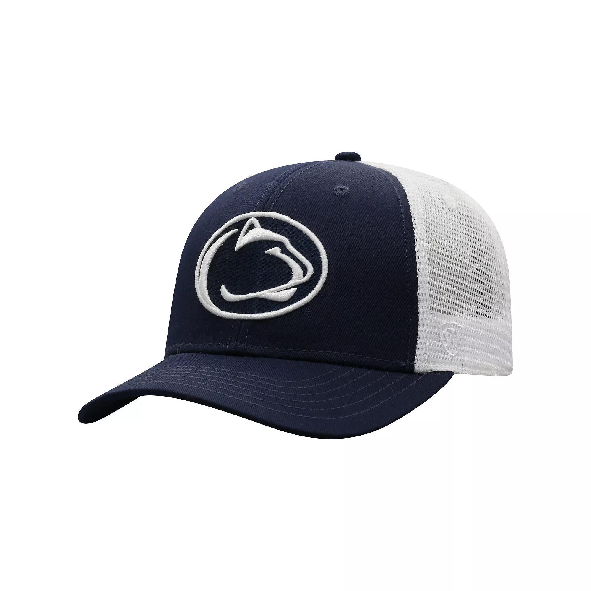 Mens Top of the World /White Penn State Nittany Lions Trucker Snapback Hat, Blue Product Image