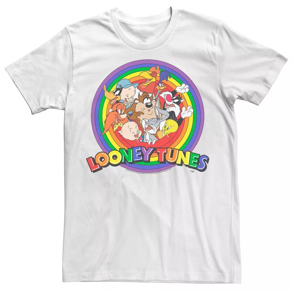 Adult Looney Tunes Pride Group Shot Rainbow Logo Tee, Men's, Size: Small, White Product Image