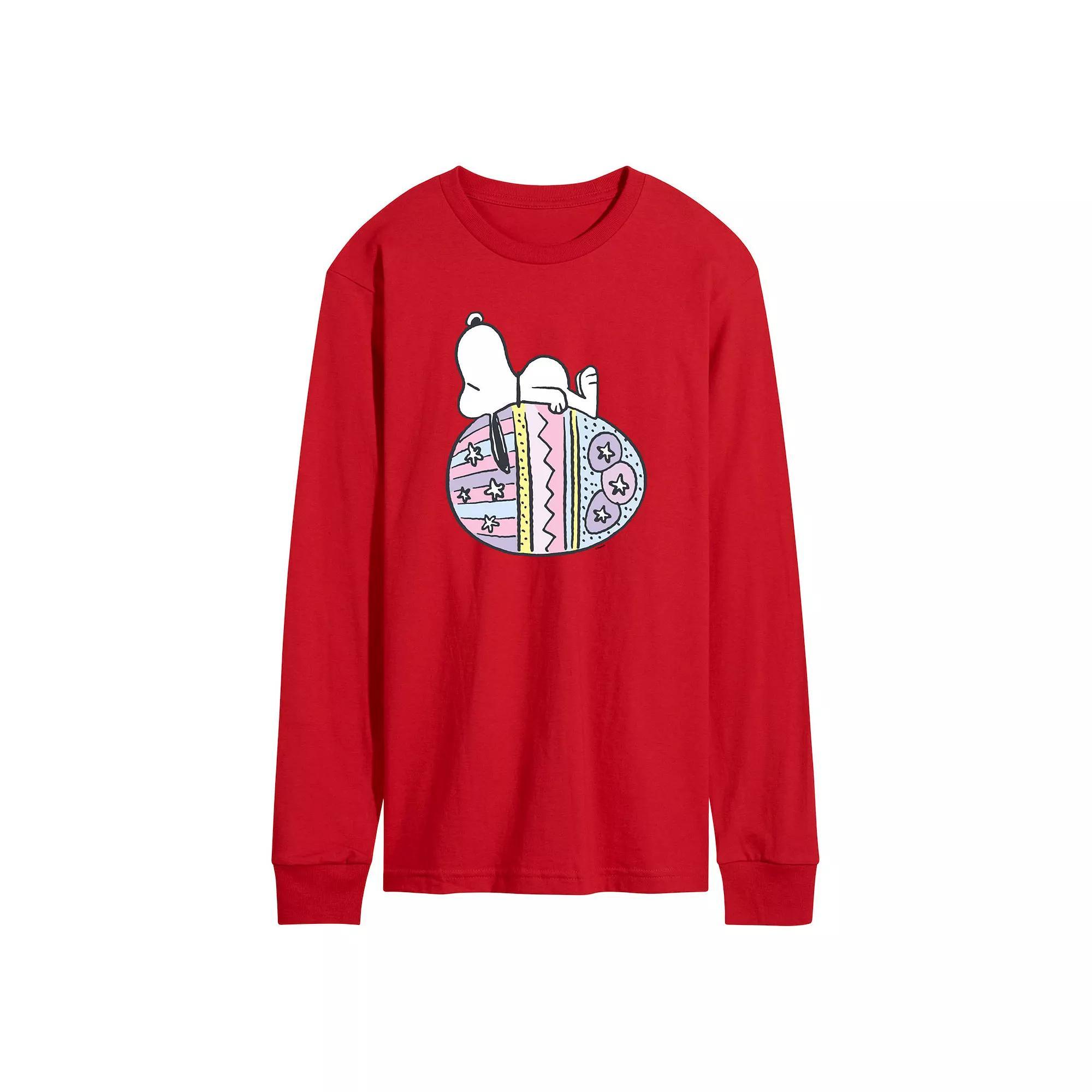 Mens Peanuts Snoopy Easter Egg Long Sleeve Graphic Tee Blue Product Image