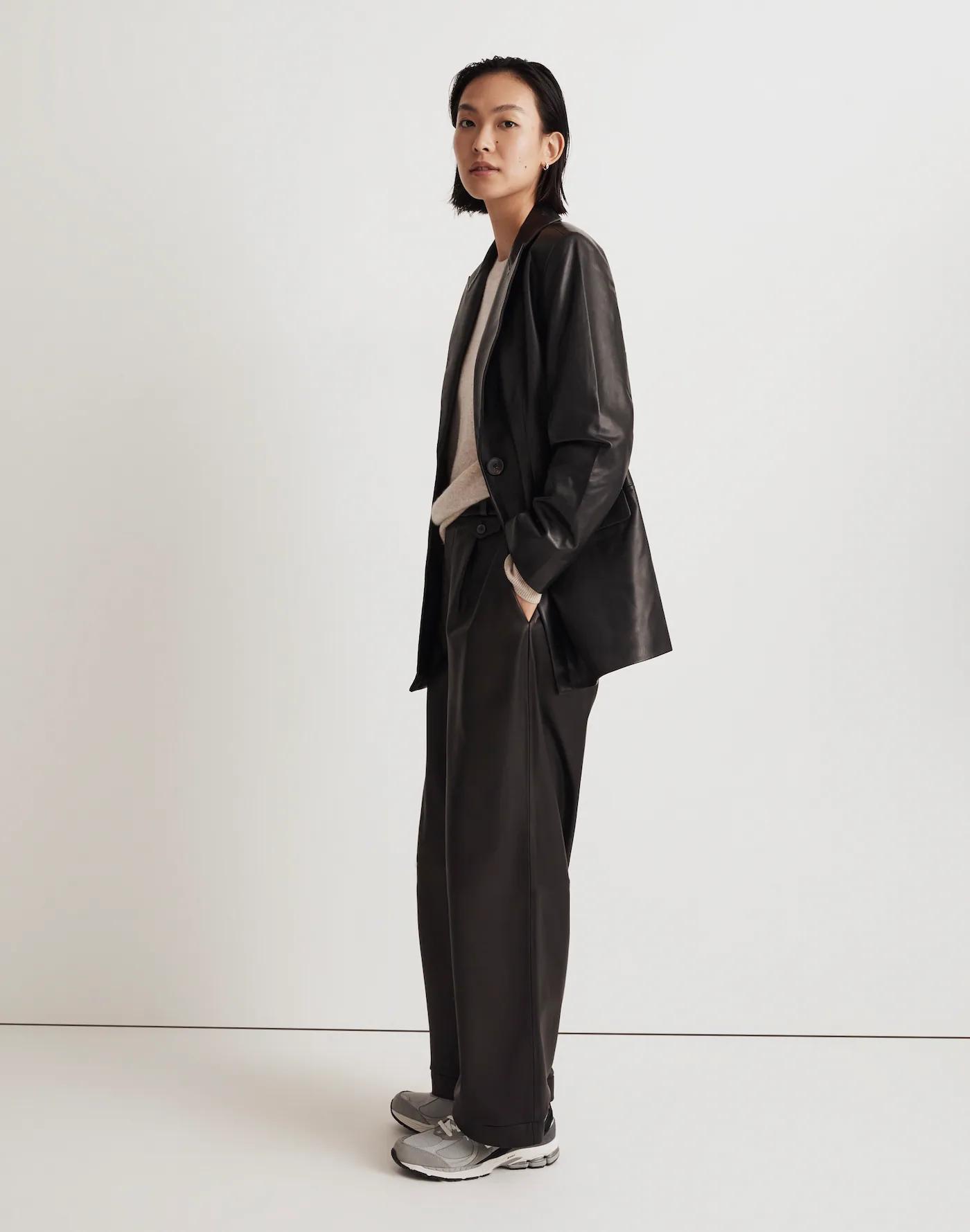 The Bedford Oversized Blazer in Leather Product Image